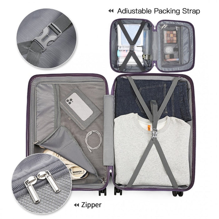 4-Piece Spinner PP Hard Shell Suitcase Set with TSA Lock and Vanity Case – Purple