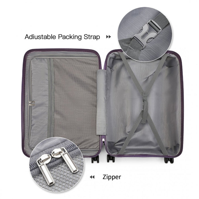 4-Piece Spinner PP Hard Shell Suitcase Set with TSA Lock and Vanity Case – Purple