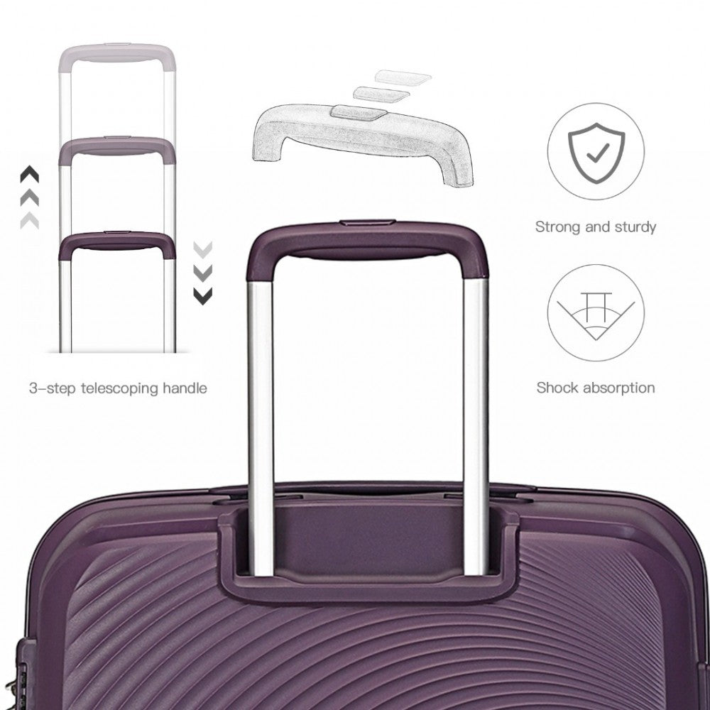 4-Piece Spinner PP Hard Shell Suitcase Set with TSA Lock and Vanity Case – Purple