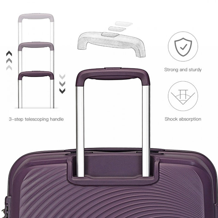 4-Piece Spinner PP Hard Shell Suitcase Set with TSA Lock and Vanity Case – Purple