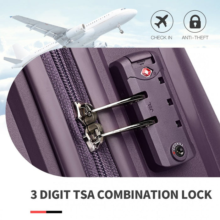 4-Piece Spinner PP Hard Shell Suitcase Set with TSA Lock and Vanity Case – Purple