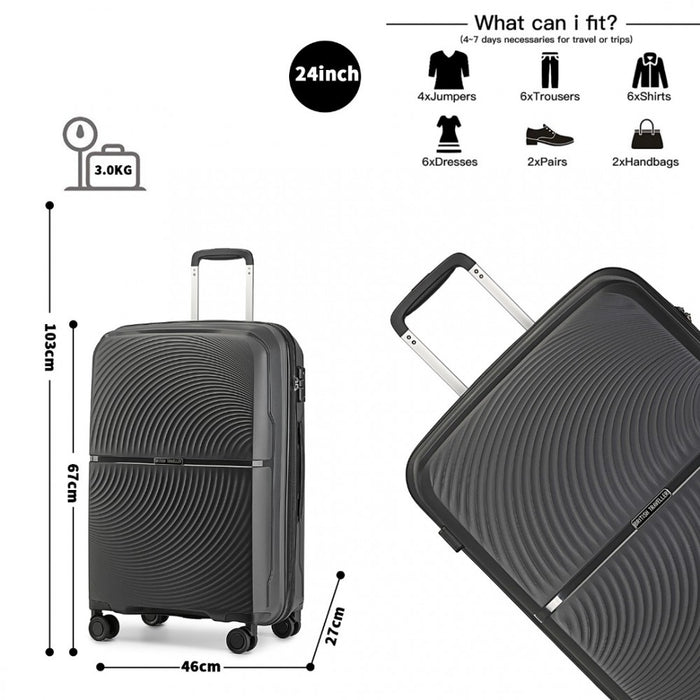 Spinner PP Hard Shell Suitcase with TSA Lock – 24-Inch – Black