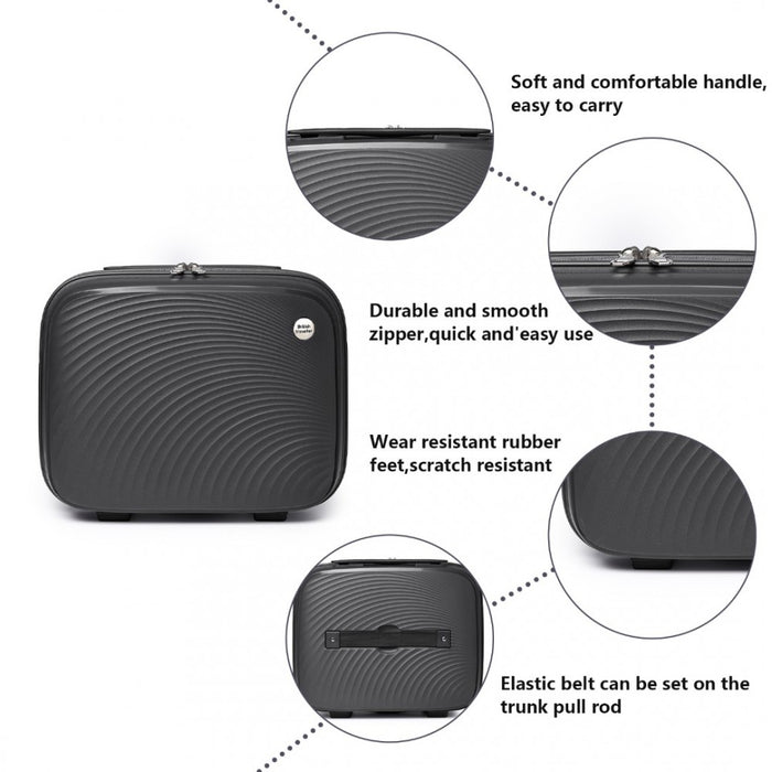 4-Piece Spinner PP Hard Shell Suitcase Set with TSA Lock and Vanity Case – Black
