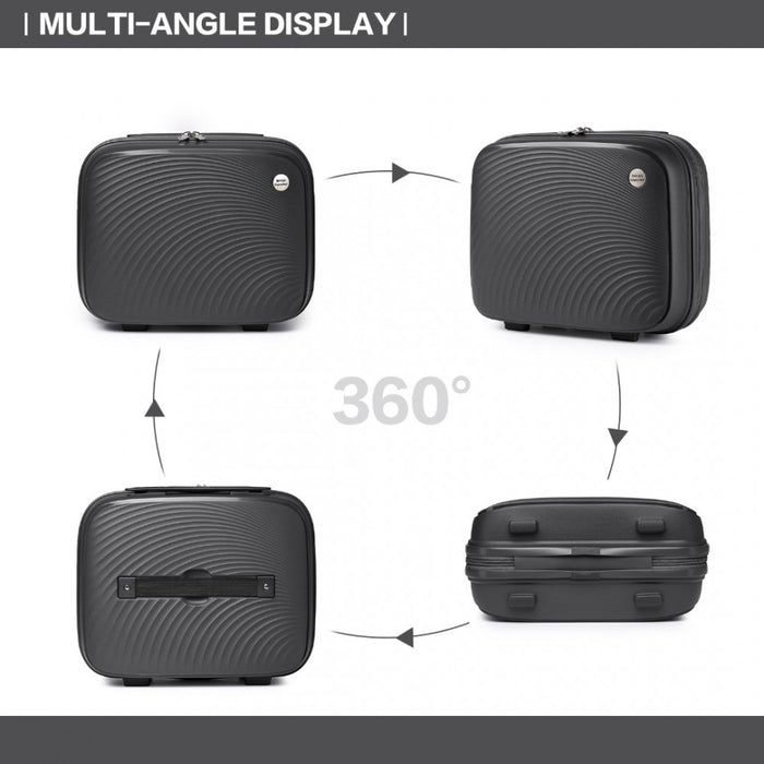 4-Piece Spinner PP Hard Shell Suitcase Set with TSA Lock and Vanity Case – Black