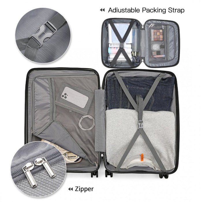 4-Piece Spinner PP Hard Shell Suitcase Set with TSA Lock and Vanity Case – Black