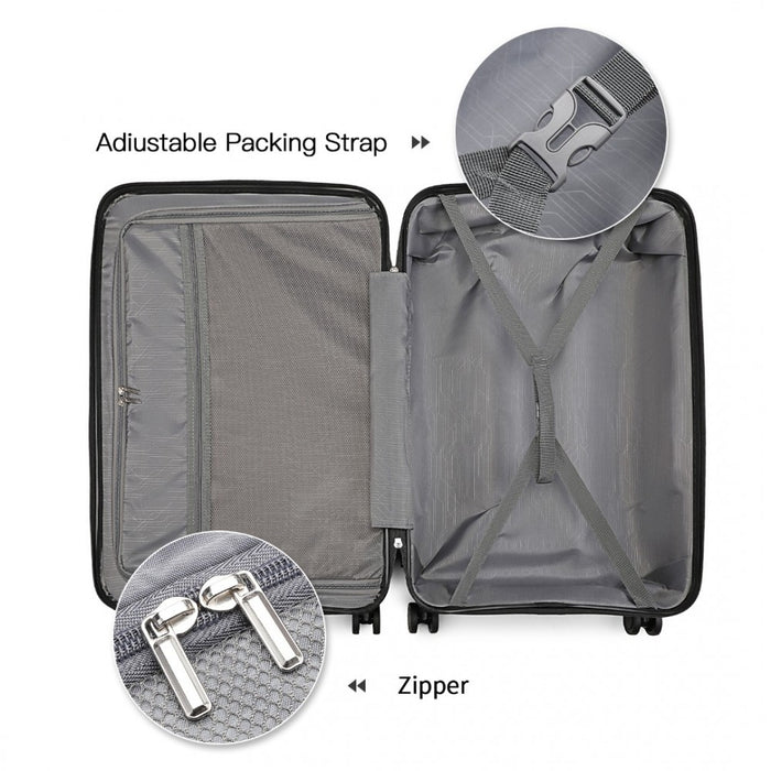 4-Piece Spinner PP Hard Shell Suitcase Set with TSA Lock and Vanity Case – Black
