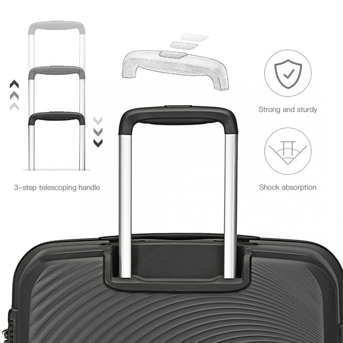 4-Piece Spinner PP Hard Shell Suitcase Set with TSA Lock and Vanity Case – Black