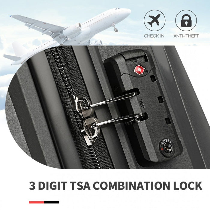 4-Piece Spinner PP Hard Shell Suitcase Set with TSA Lock and Vanity Case – Black