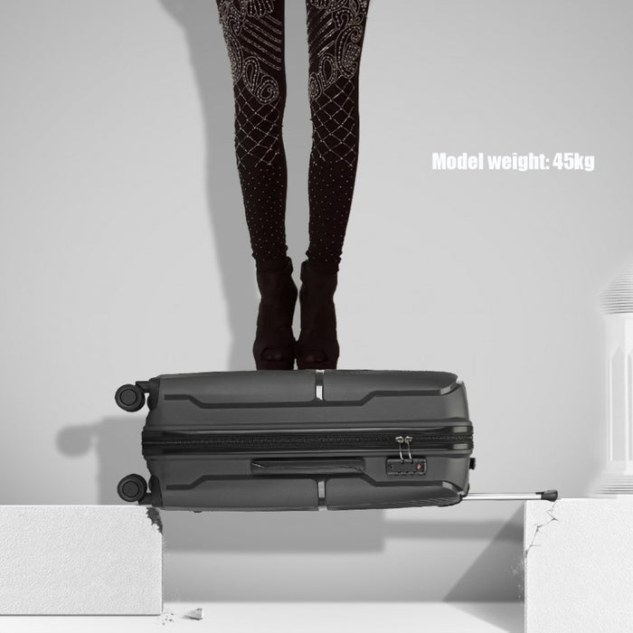 3-Piece Spinner PP Hard Shell Suitcase Set with TSA Lock – Black