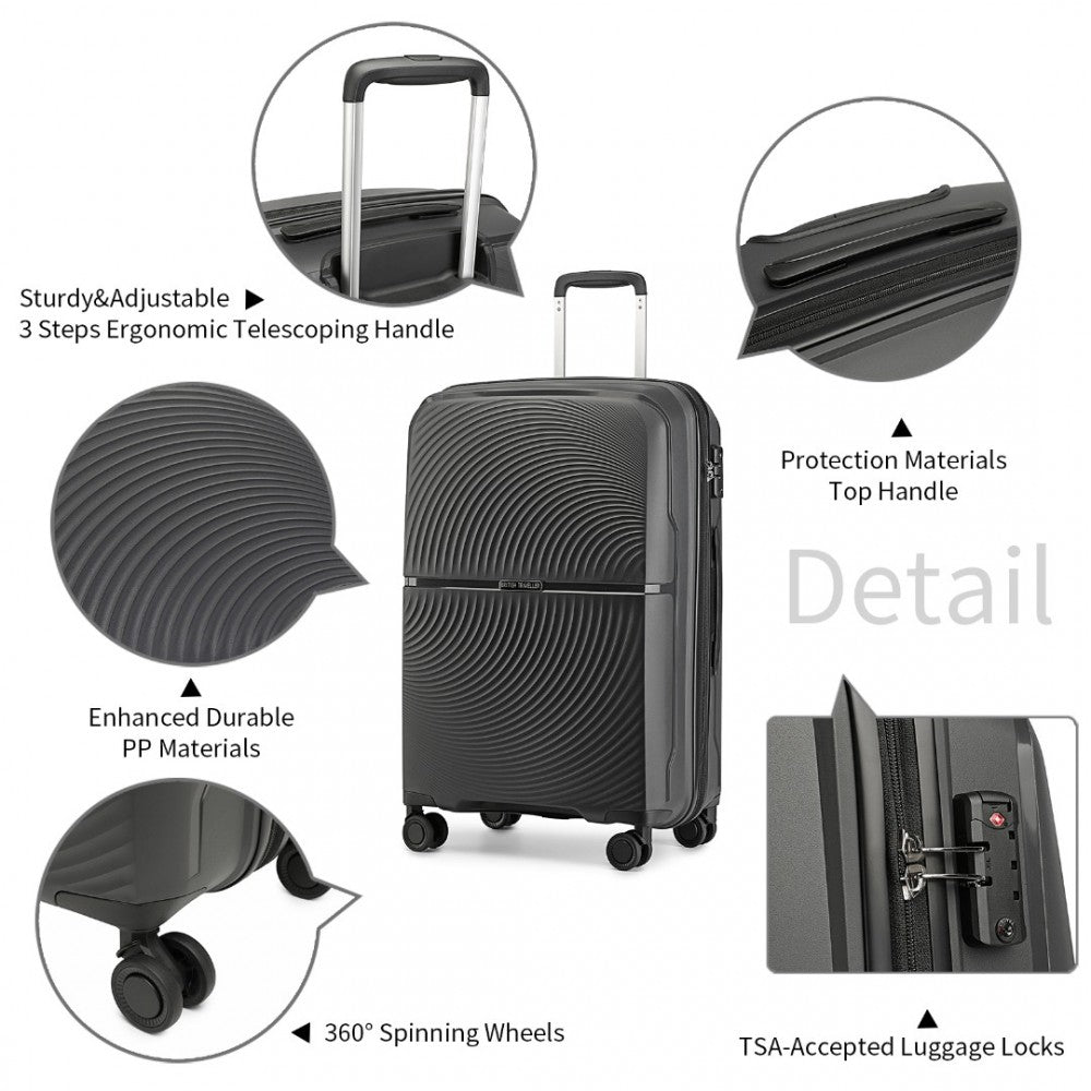 Spinner PP Hard Shell Suitcase with TSA Lock – 20-Inch – Black
