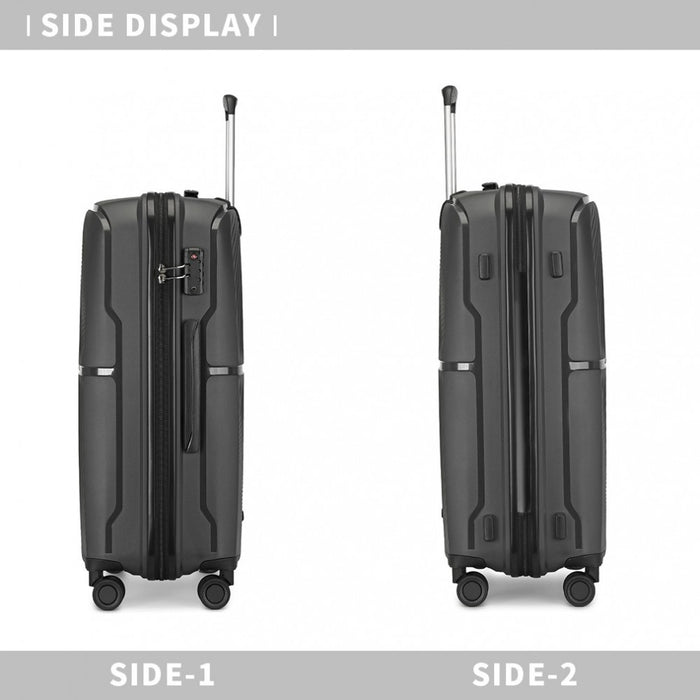3-Piece Spinner PP Hard Shell Suitcase Set with TSA Lock – Black