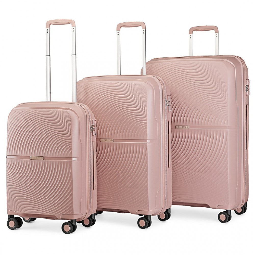 3-Piece Spinner PP Hard Shell Suitcase Set with TSA Lock – Nude