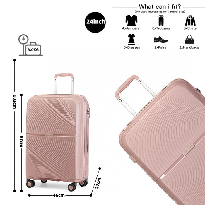 3-Piece Spinner PP Hard Shell Suitcase Set with TSA Lock – Nude