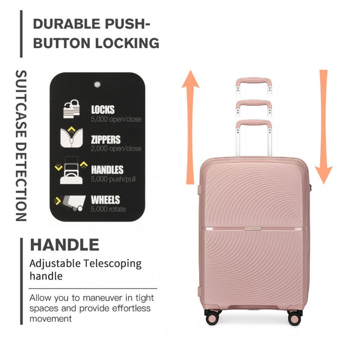 Spinner PP Hard Shell Suitcase with TSA Lock – 20-Inch – Nude
