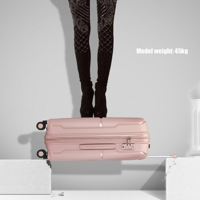 3-Piece Spinner PP Hard Shell Suitcase Set with TSA Lock – Nude