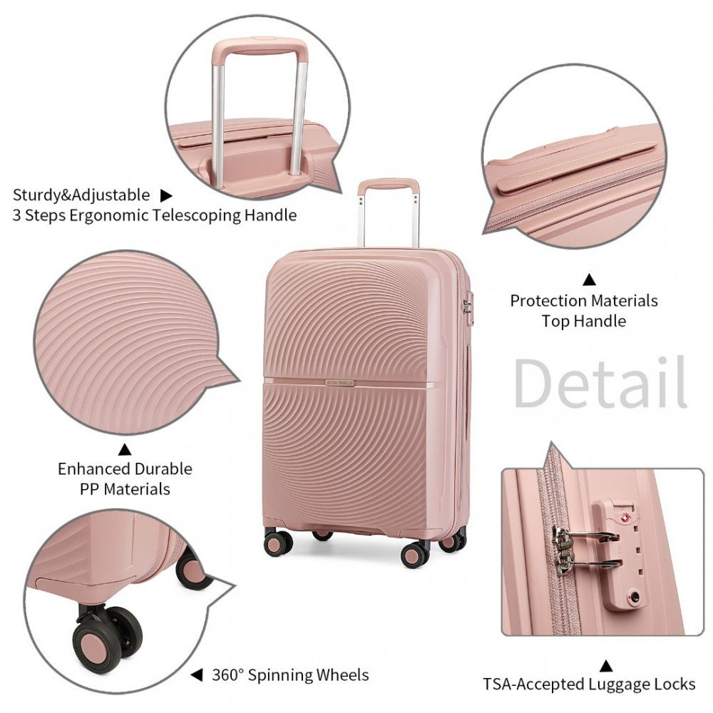 3-Piece Spinner PP Hard Shell Suitcase Set with TSA Lock – Nude