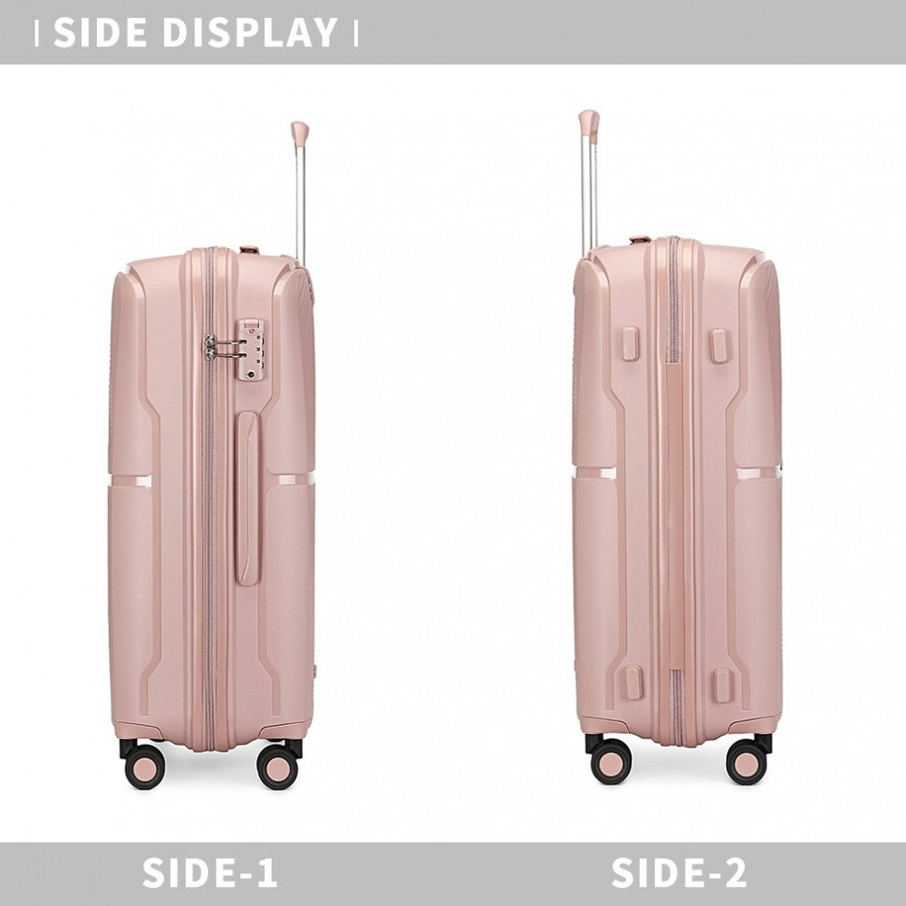 3-Piece Spinner PP Hard Shell Suitcase Set with TSA Lock – Nude