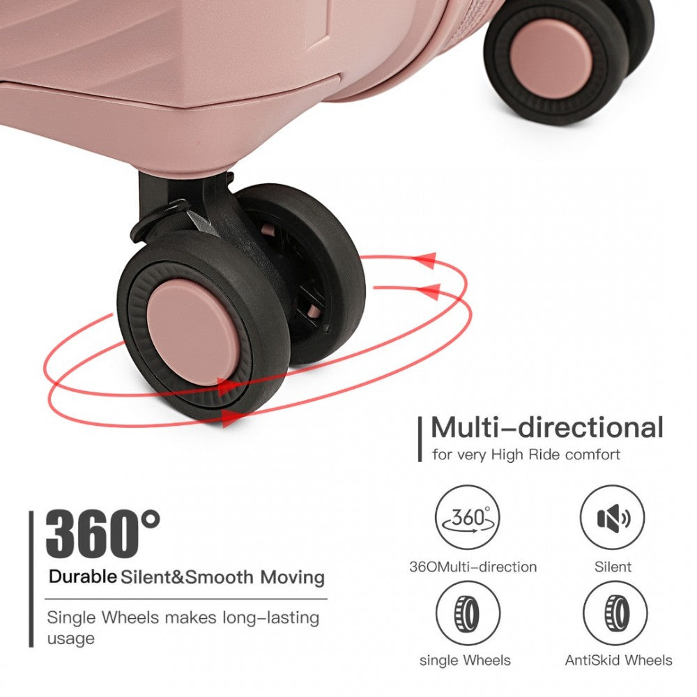 3-Piece Spinner PP Hard Shell Suitcase Set with TSA Lock – Nude