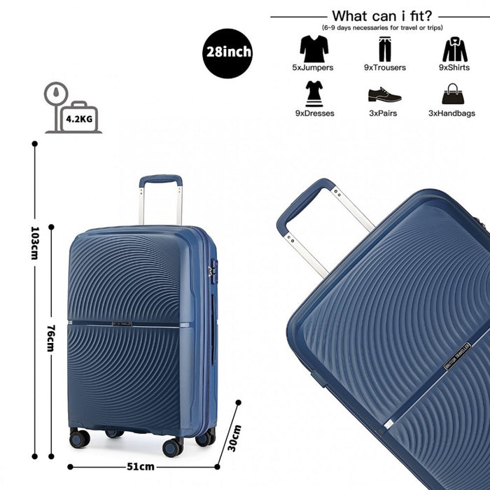 3-Piece Spinner PP Hard Shell Suitcase Set with TSA Lock – Navy