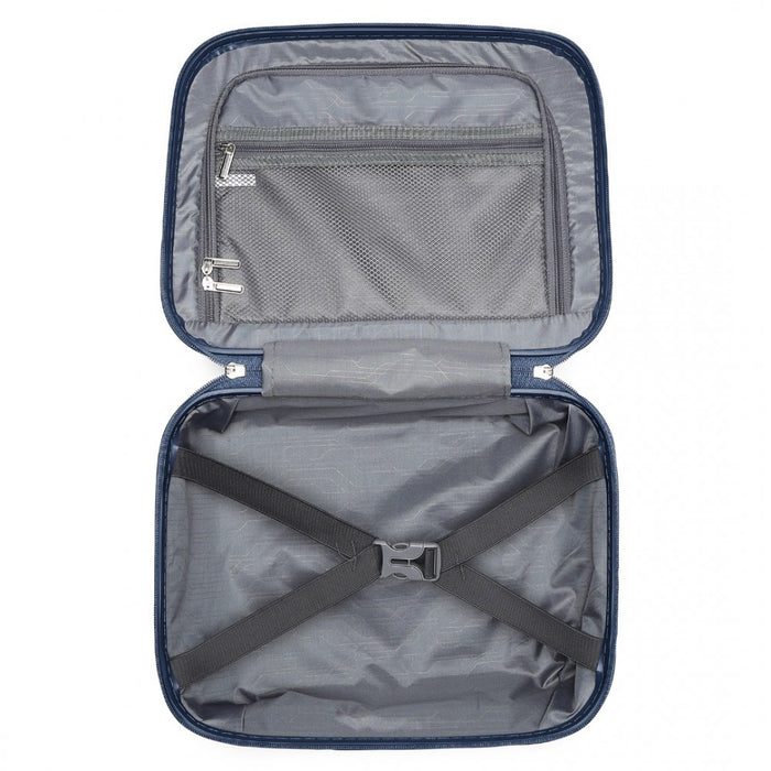 4-Piece Spinner PP Hard Shell Suitcase Set with TSA Lock and Vanity Case – Navy