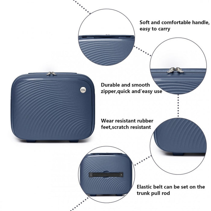 4-Piece Spinner PP Hard Shell Suitcase Set with TSA Lock and Vanity Case – Navy