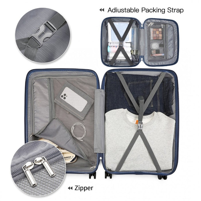 4-Piece Spinner PP Hard Shell Suitcase Set with TSA Lock and Vanity Case – Navy