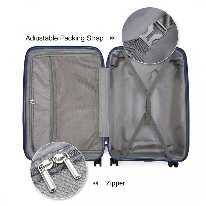 4-Piece Spinner PP Hard Shell Suitcase Set with TSA Lock and Vanity Case – Navy