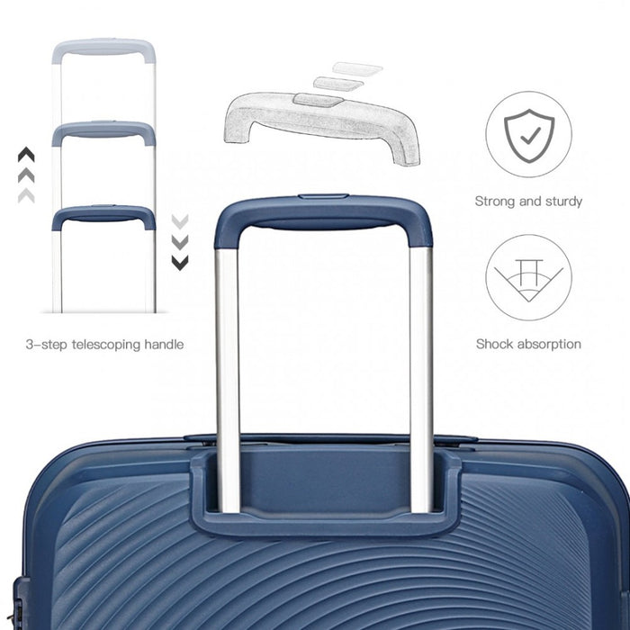 4-Piece Spinner PP Hard Shell Suitcase Set with TSA Lock and Vanity Case – Navy