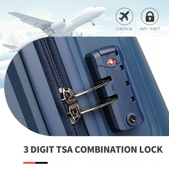 4-Piece Spinner PP Hard Shell Suitcase Set with TSA Lock and Vanity Case – Navy