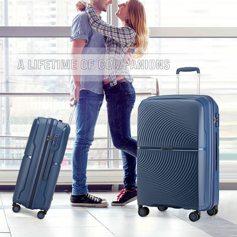 3-Piece Spinner PP Hard Shell Suitcase Set with TSA Lock – Navy