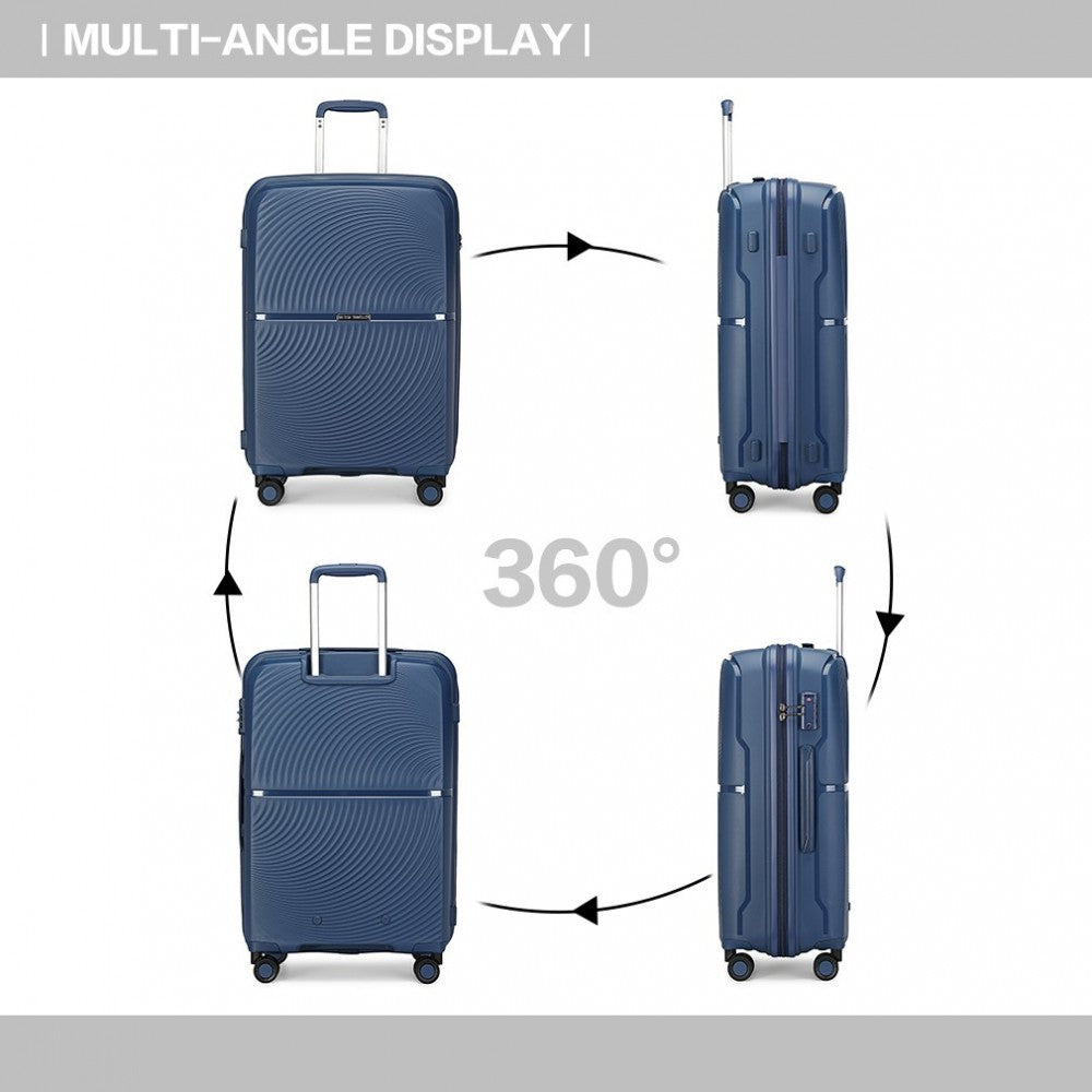 3-Piece Spinner PP Hard Shell Suitcase Set with TSA Lock – Navy
