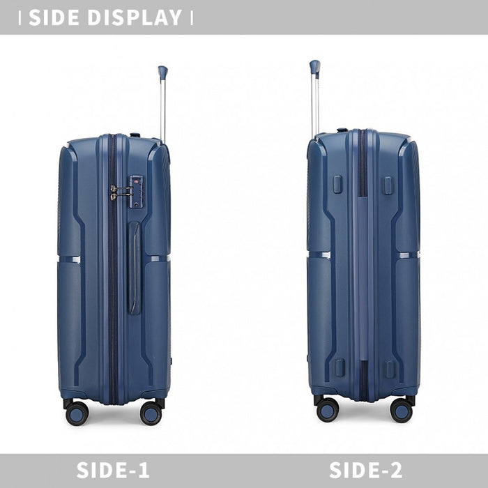 3-Piece Spinner PP Hard Shell Suitcase Set with TSA Lock – Navy