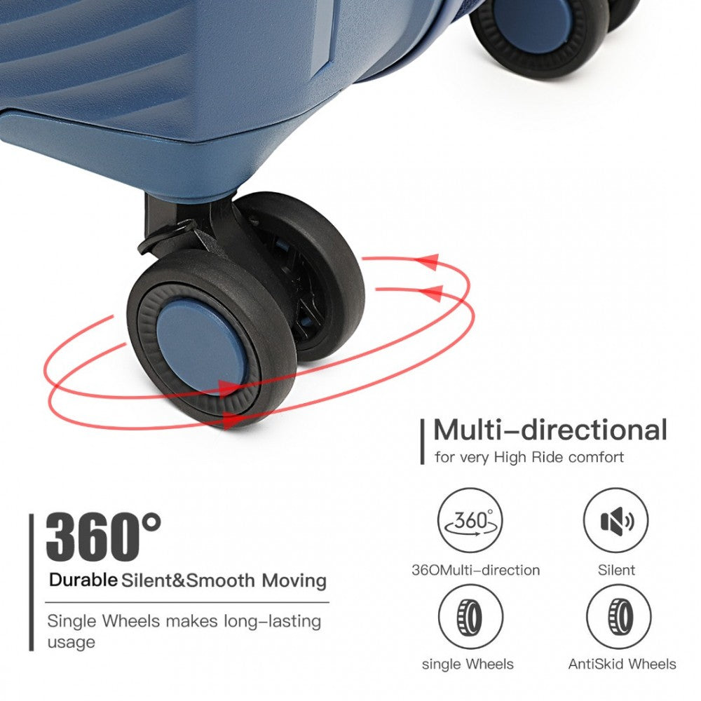 3-Piece Spinner PP Hard Shell Suitcase Set with TSA Lock – Navy
