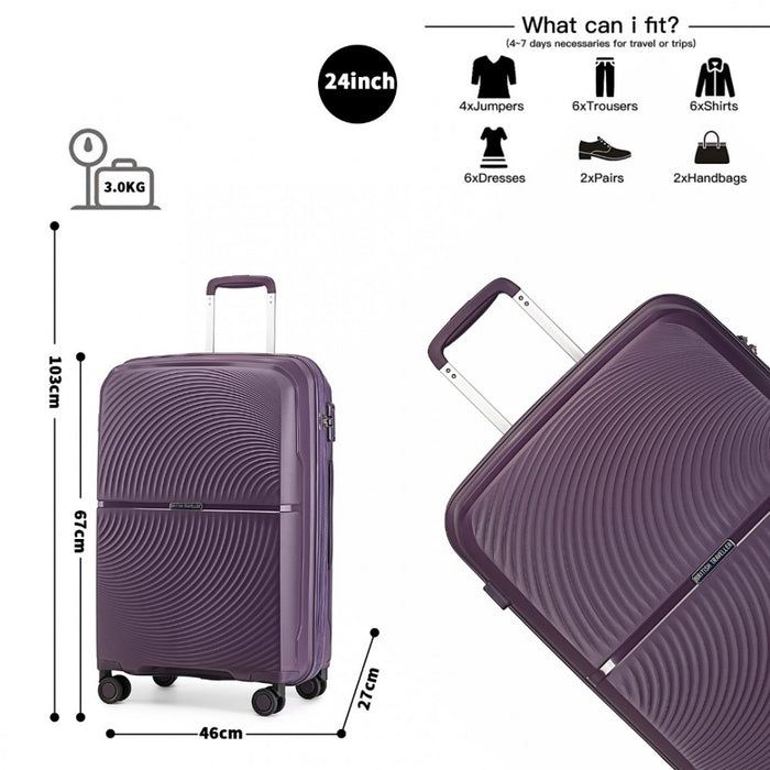 Spinner PP Hard Shell Suitcase with TSA Lock – 24-Inch – Purple