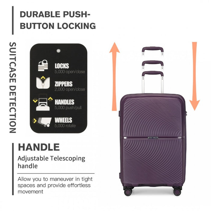 Spinner PP Hard Shell Suitcase with TSA Lock – 24-Inch – Purple