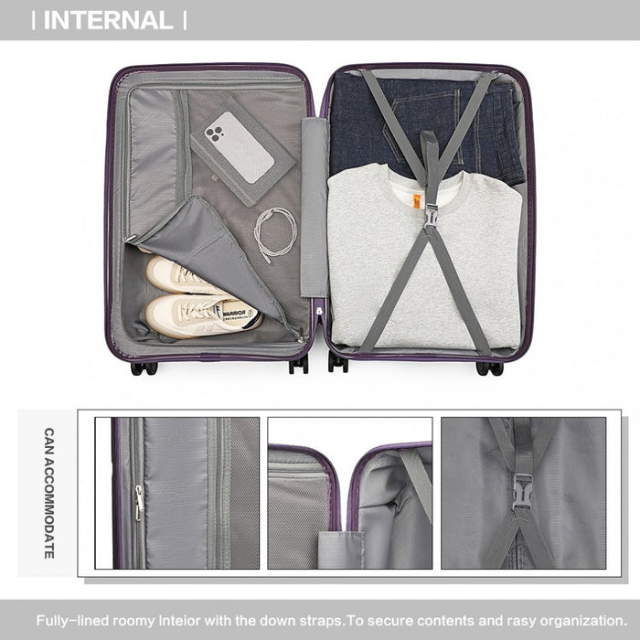 Spinner PP Hard Shell Suitcase with TSA Lock – 24-Inch – Purple
