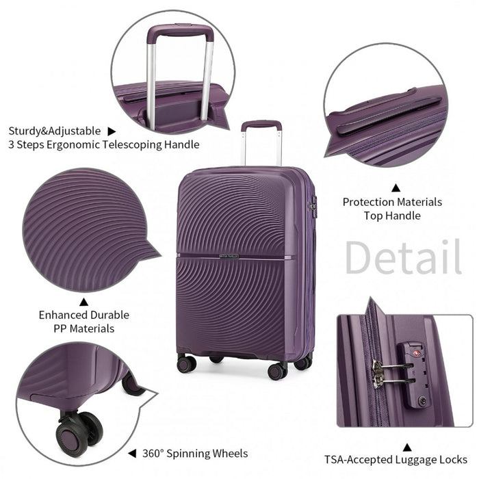 Spinner PP Hard Shell Suitcase with TSA Lock – 24-Inch – Purple