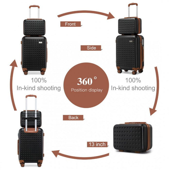 Flexible ABS Hard Shell Suitcase with TSA Lock and Vanity Case – 13/20-Inch – Black