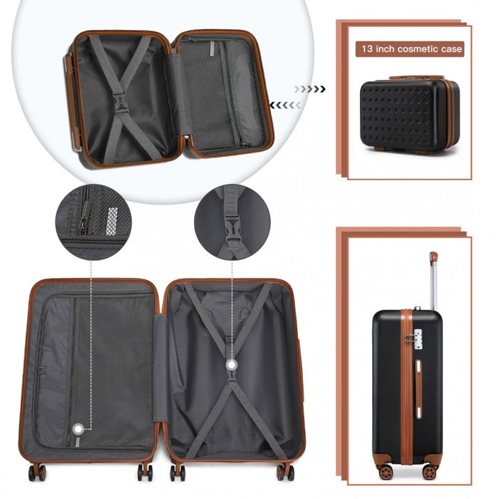 Flexible ABS Hard Shell Suitcase with TSA Lock and Vanity Case – 13/20-Inch – Black