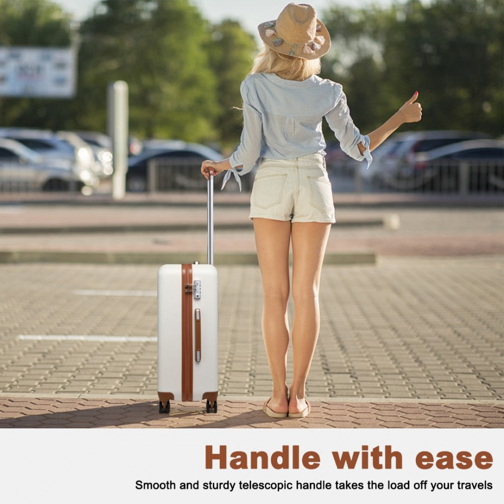 Flexible ABS Hard Shell Cabin Suitcase with TSA Lock – 20-Inch – Cream