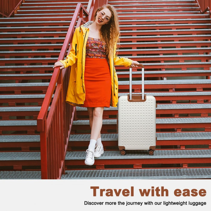 Flexible ABS Hard Shell Cabin Suitcase with TSA Lock – 20-Inch – Cream