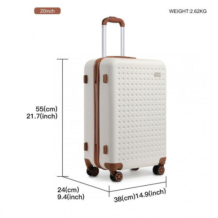Flexible ABS Hard Shell Cabin Suitcase with TSA Lock – 20-Inch – Cream