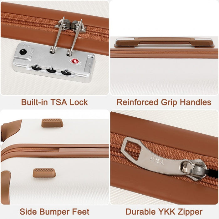 Flexible ABS Hard Shell Suitcase with TSA Lock – 24-Inch – K2394L – Cream