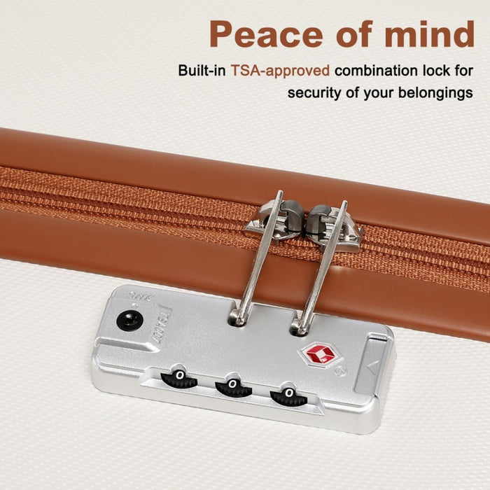 Flexible ABS Hard Shell Suitcase with TSA Lock – 28-Inch – K2394L – Cream