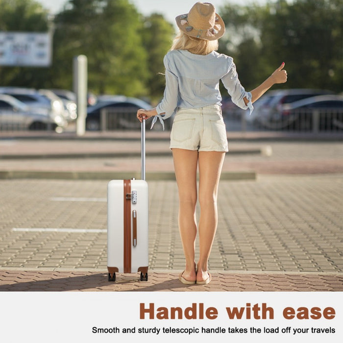 Flexible ABS Hard Shell Suitcase with TSA Lock – 28-Inch – K2394L – Cream