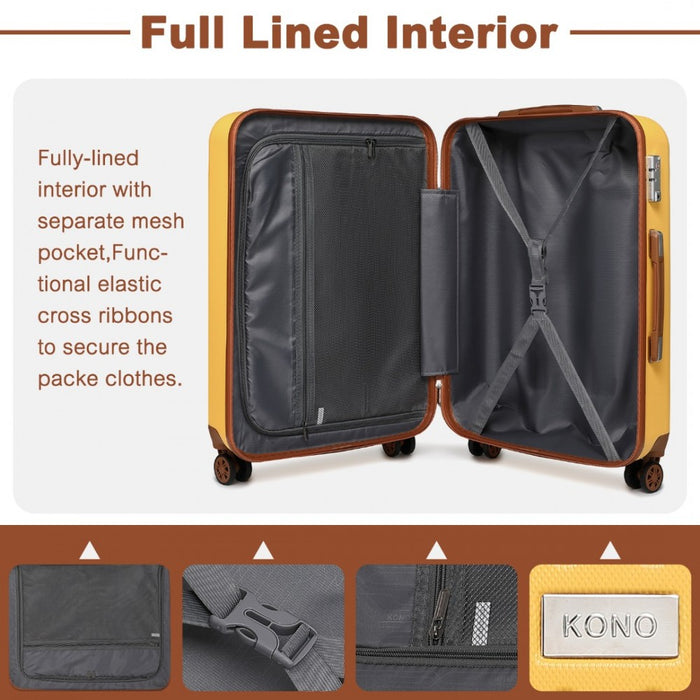 Flexible ABS Hard Shell Suitcase with TSA Lock – 24-Inch – K2394L – Yellow