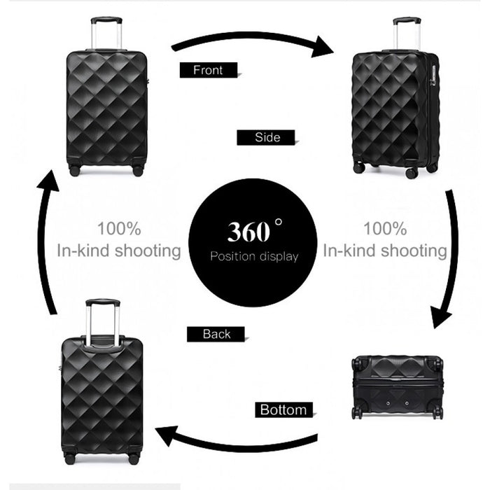 Ultralight ABS and Polycarbonate Bumpy Diamond Suitcase with TSA Lock – 20-Inch – Black