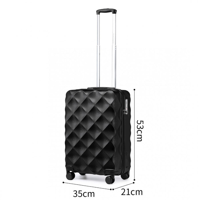 3-Piece Ultralight ABS and Polycarbonate Bumpy Diamond Luggage Set with TSA Lock – Black