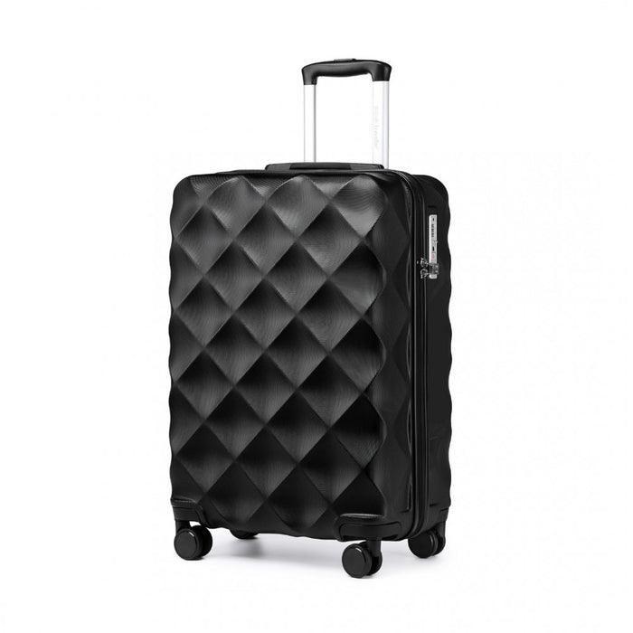 Ultralight ABS and Polycarbonate Bumpy Diamond Suitcase with TSA Lock – 20-Inch – Black