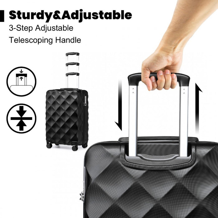Ultralight ABS and Polycarbonate Bumpy Diamond Suitcase with TSA Lock – 20-Inch – Black